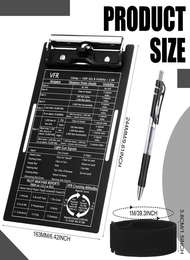Feifeiya Aluminum Pilot Kneeboard Vfr Aviation Kneeboard Knee Boards Pilot Notepad Writing Board Clipboard with Pen Holder and Elastic Strap for Writing Gifts - Image 2